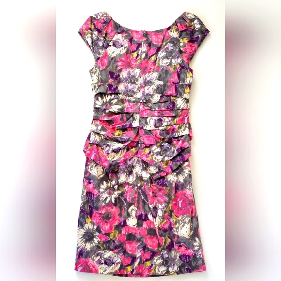 Suzi Chin Floral Print Ruched Sheath Dress - Picture 2 of 9